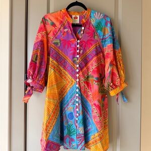 FARM Rio Colorful Button-Down Mini Dress